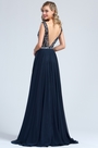 Sleeveless Blue Beaded Prom Formal Dress