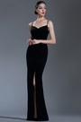 Noire Robe de Soirée Sexy avec Bretelles Fines
