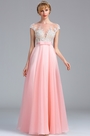 Robe de Soirée Cap Manches Rose Moderne