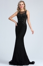 Sleeveless Black Beaded Lace Mermaid Dress