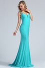 Light Blue Beaded Mermaid Evening Gown