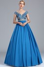 Blau Spitze Applikation Quinceanera Ballkleid