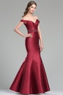 Vintage Red Off the shoulder Prom Evening Gown