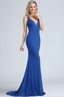 Robe de Bal Longue Bleu en Mousseline de Soie