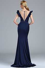 Navy Blue Vintage Mermaid Formal Occasion Dress