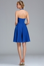 Halter Electric Blue Chiffon Velvet Short Dress