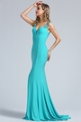 Light Blue Beaded Mermaid Evening Gown
