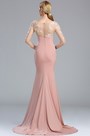 Blush Long Sleeves Lace Appliques Mermaid Prom Dress