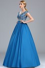 Blau Spitze Applikation Quinceanera Ballkleid