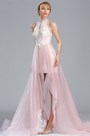 Light Pink Halter Lace Prom Mermaid Homecoming Dress