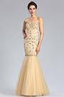 Strapless Sweetheart Beaded Beige Prom Gown