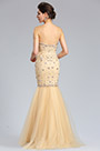 Strapless Sweetheart Beaded Beige Prom Gown