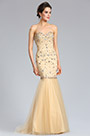 Strapless Sweetheart Beaded Beige Prom Gown