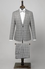 Costume sur Mesure à Carreaux Gris pour Homme