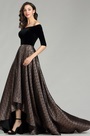 Schulterfrei Velvet Leopard Asymmtrisch Linie Abendkleid