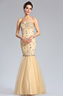 Strapless Sweetheart Beaded Beige Prom Gown