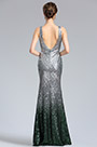 Deep V Cut серебристый зеленый Sequin Party Dress