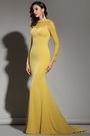 Long Sleeves Yellow Lace Dress Evening Gown