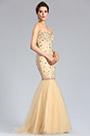 Strapless Sweetheart Beaded Beige Prom Gown