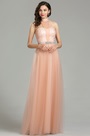 Glamorous Halter Peach Sequin Prom Dress
