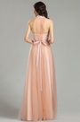 Glamorous Halter Peach Sequin Prom Dress