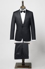 Schwarze vertikale Streifen Maßanfertigung Anzug