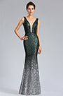 Elegant Deep V-Cut Green-silver Sequins Party Dress