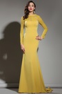 Long Sleeves Yellow Lace Dress Evening Gown