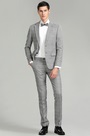 Costume sur Mesure à Carreaux Gris pour Homme