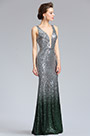 Deep V Cut серебристый зеленый Sequin Party Dress