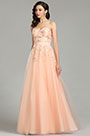 Peach Strapless Vestido de Noche Vestido de Baile