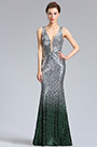 Deep V Cut серебристый зеленый Sequin Party Dress