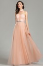 Glamorous Halter Peach Sequin Prom Dress