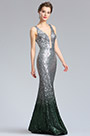 Deep V Cut серебристый зеленый Sequin Party Dress