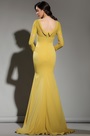 Long Sleeves Yellow Lace Dress Evening Gown