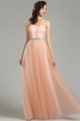 Glamorous Halter Peach Sequin Prom Dress