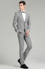 Costume sur Mesure à Carreaux Gris pour Homme