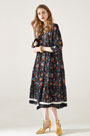 Round Neck Silk Summer Dress Printed Dress