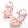 Girl's Open Toe Leather Flat Flower Sandals Shoes
