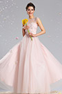 Illusion Neckline Beaded Tulle Prom Evening Dress