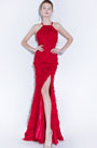 Sexy Halter Red High Slit Evening Party Dress