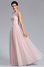 Illusion Neckline Beaded Tulle Prom Evening Dress