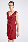 Burgundy Embroidery Short Cocktail Dress