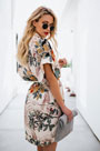 Chic Printed Holiday Dress Shirt Dress