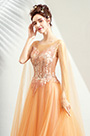 Orange Elegant Long Tulle Bride Wedding Dress