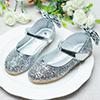 Girl's Round Toe Sequins Flat Flower Dance Shoes