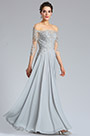 Long Sleeves Grey lace Formal Evening Dress