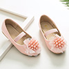 Girl's Round Toe Buckle Leather Flat Flower Girl Dance Shoes