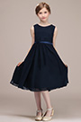 Navy Blue Short Wedding Party Flower Girl Dress