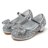 Girl's Sequin Round Toe Leather Flat Heel Flower Girl Shoes